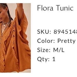 Free People FP Beach Flora Tunic Blouse in Pretty Penny Copper Size M L
